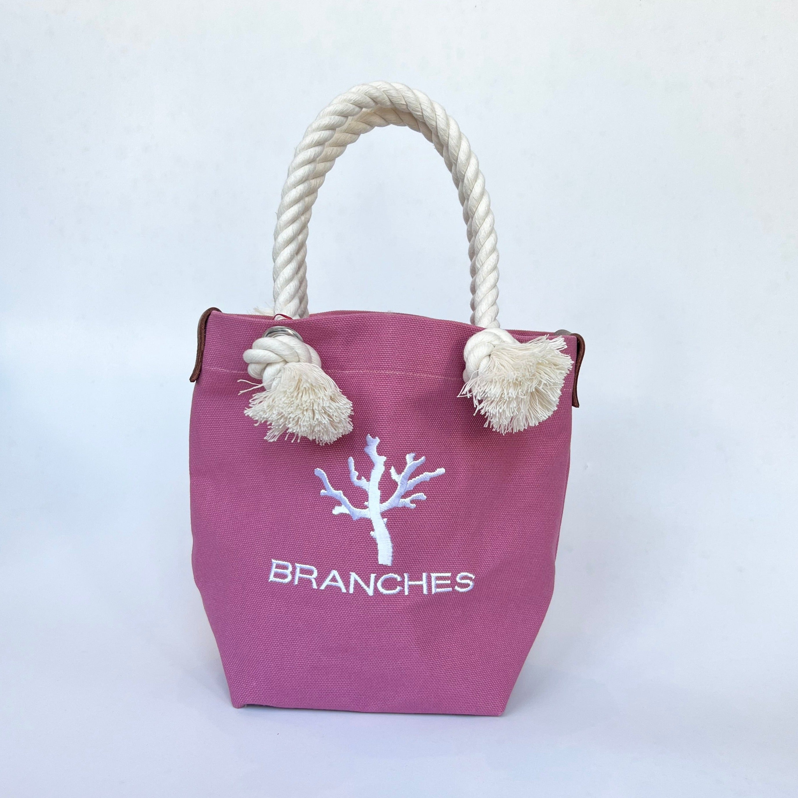 【BRANCHES】珊瑚刺繍入りオリジナルトートバッグ（珊瑚白色刺繍）